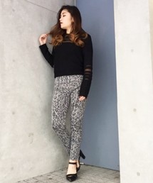 レースアップレオパードパンツ