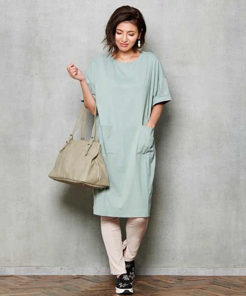 SweetMommy（スウィートマミー）の「【復刻】BIG Tシャツワンピース [マタニティ・授乳服]（マタニティウェア/グッズ・レディース・ネイビー/カーキ/ピンク/ライトブルーグレー/ブラック/ベージュ/モカ/アイボリー・FREE）」の21枚目の写真