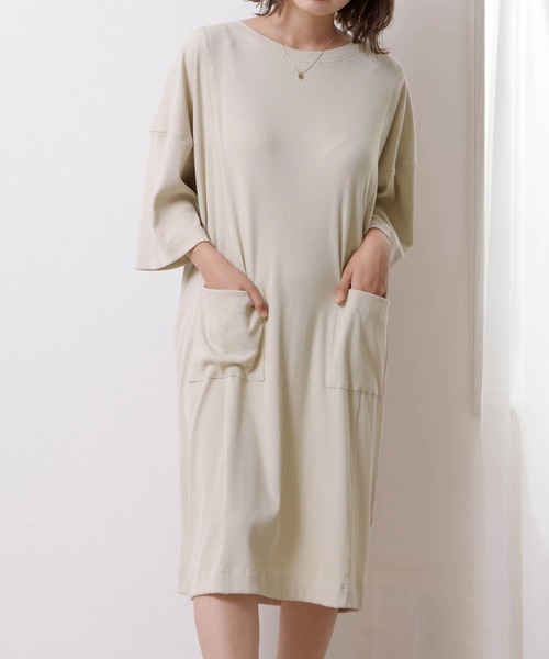 SweetMommy（スウィートマミー）の「【復刻】BIG Tシャツワンピース [マタニティ・授乳服]（マタニティウェア/グッズ・レディース・ネイビー/カーキ/ピンク/ライトブルーグレー/ブラック/ベージュ/モカ/アイボリー・FREE）」の16枚目の写真