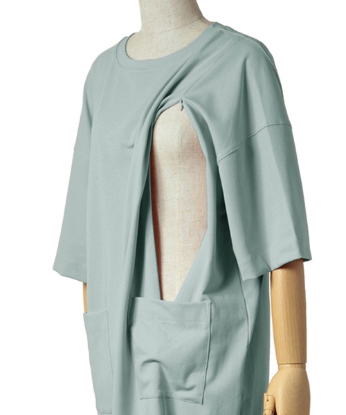 SweetMommy（スウィートマミー）の「【復刻】BIG Tシャツワンピース [マタニティ・授乳服]（マタニティウェア/グッズ・レディース・ネイビー/カーキ/ピンク/ライトブルーグレー/ブラック/ベージュ/モカ/アイボリー・FREE）」の22枚目の写真