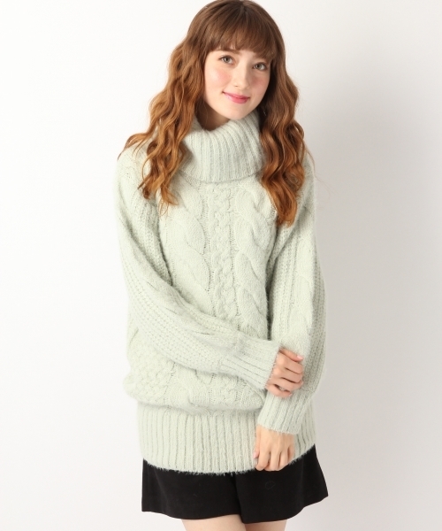 Heather（ヘザー）の「タートルシャギー*ケーブル　741818（ニット/セーター・レディース・ホワイト系その他/ミント/ピンク系その他・ONE SIZE）」の3枚目の写真