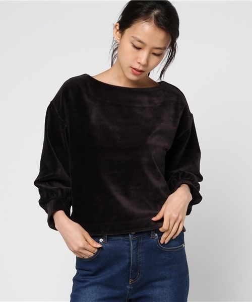 mysty woman（ミスティウーマン）の「カットコーデュロイボリューム袖プルオーバー（Tシャツ/カットソー・レディース・オフホワイト/ピンク/ブラック/ブル－グレ－・FREE）」の12枚目の写真
