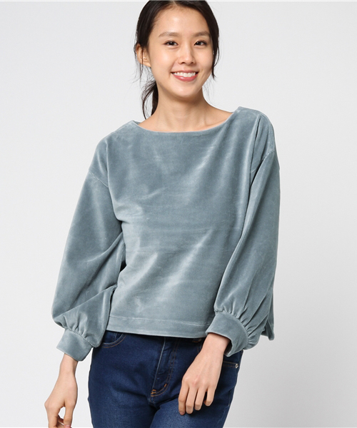 mysty woman（ミスティウーマン）の「カットコーデュロイボリューム袖プルオーバー（Tシャツ/カットソー・レディース・オフホワイト/ピンク/ブラック/ブル－グレ－・FREE）」の13枚目の写真