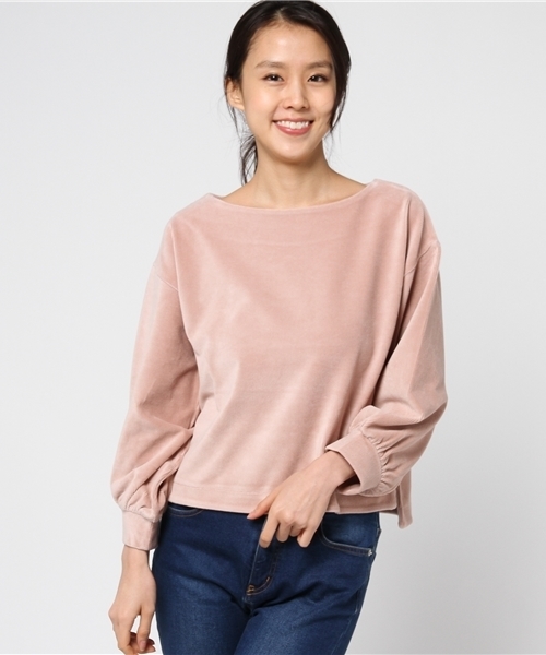 mysty woman（ミスティウーマン）の「カットコーデュロイボリューム袖プルオーバー（Tシャツ/カットソー・レディース・オフホワイト/ピンク/ブラック/ブル－グレ－・FREE）」の14枚目の写真