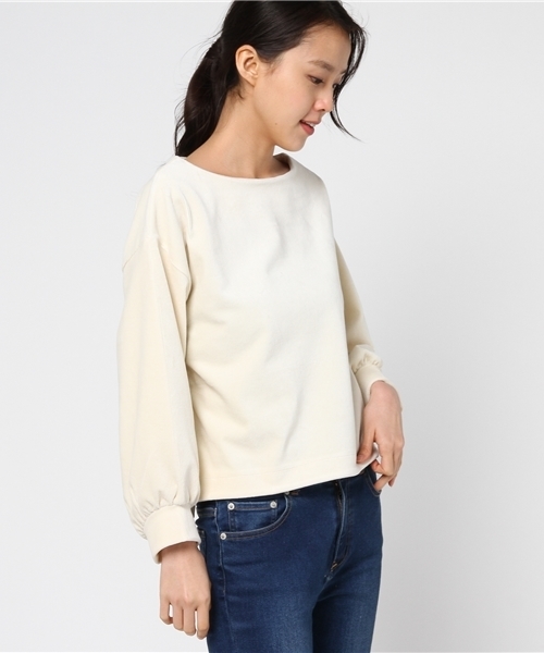 mysty woman（ミスティウーマン）の「カットコーデュロイボリューム袖プルオーバー（Tシャツ/カットソー・レディース・オフホワイト/ピンク/ブラック/ブル－グレ－・FREE）」の15枚目の写真