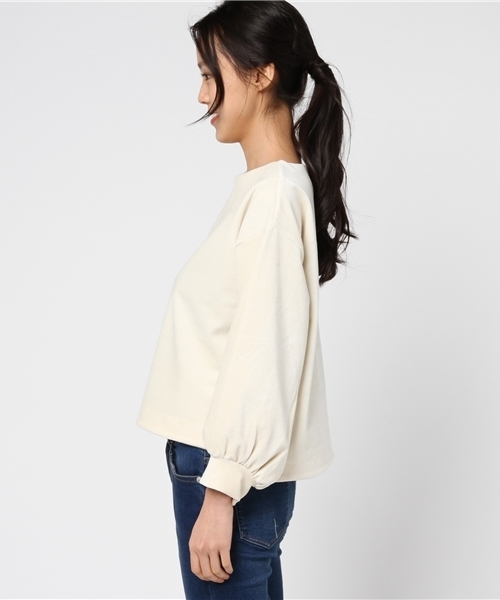 mysty woman（ミスティウーマン）の「カットコーデュロイボリューム袖プルオーバー（Tシャツ/カットソー・レディース・オフホワイト/ピンク/ブラック/ブル－グレ－・FREE）」の6枚目の写真