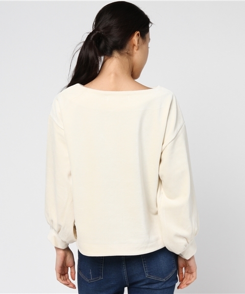 mysty woman（ミスティウーマン）の「カットコーデュロイボリューム袖プルオーバー（Tシャツ/カットソー・レディース・オフホワイト/ピンク/ブラック/ブル－グレ－・FREE）」の7枚目の写真