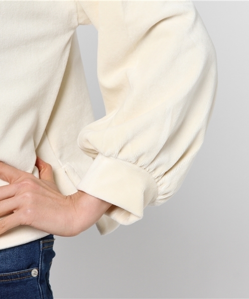 mysty woman（ミスティウーマン）の「カットコーデュロイボリューム袖プルオーバー（Tシャツ/カットソー・レディース・オフホワイト/ピンク/ブラック/ブル－グレ－・FREE）」の9枚目の写真