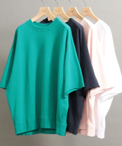 BEAUTY&YOUTH UNITED ARROWS（ビューティーアンドユースユナイテッドアローズ）の「BY スーパービッグ スウェット ハーフスリーブ -MADE IN JAPAN- ◆（Tシャツ/カットソー・メンズ・ケリー/ライトピンク/ネイビー/ホワイト・SMALL/LARGE/MEDIUM）」の6枚目の写真