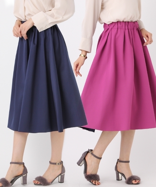 Andemiu(アンデミュウ)の「【1枚で2色楽しめるリバーシブル】ボンディングリバースカート768081(スカート・レディース・ネイビー/イエロー/ピンク/その他/グレー/ベビーピンク/グリーン/パープル・FREE/F/フリー)」の4枚目の写真