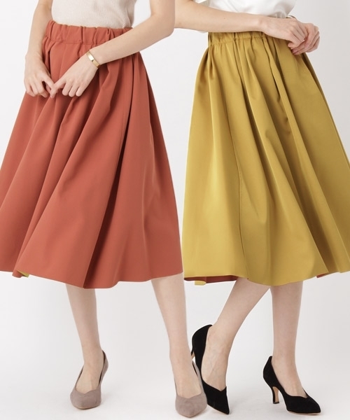 Andemiu(アンデミュウ)の「【1枚で2色楽しめるリバーシブル】ボンディングリバースカート768081(スカート・レディース・ネイビー/イエロー/ピンク/その他/グレー/ベビーピンク/グリーン/パープル・FREE/F/フリー)」の6枚目の写真