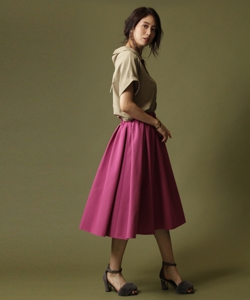 Andemiu(アンデミュウ)の「【1枚で2色楽しめるリバーシブル】ボンディングリバースカート768081(スカート・レディース・ネイビー/イエロー/ピンク/その他/グレー/ベビーピンク/グリーン/パープル・FREE/F/フリー)」の12枚目の写真