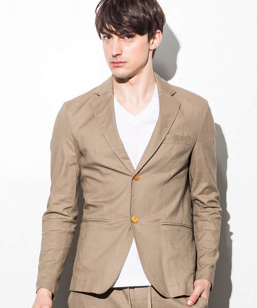 JH junhashimoto（ジェイエイチジュンハシモト）の「JH junhashimoto(ジェイエイチ ジュンハシモト)ストレッチリネンノッチドジャケット（テーラードジャケット・メンズ・ホワイト/ベージュ/ネイビー・SMALL/MEDIUM/LARGE）」の4枚目の写真