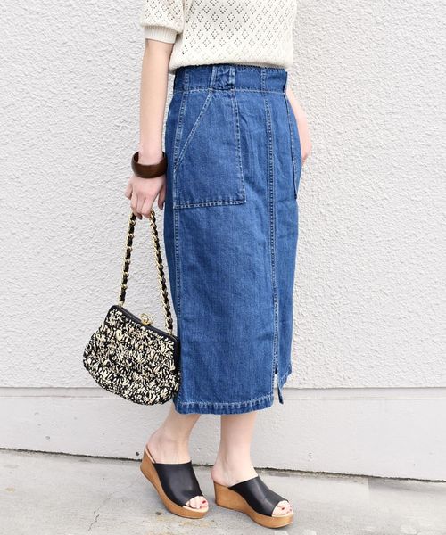 SHIPS（シップス）の「コットンリネンデニムポケットスカート◇（デニムスカート・レディース・ネイビー/ライトブルー・36/38）」の3枚目の写真