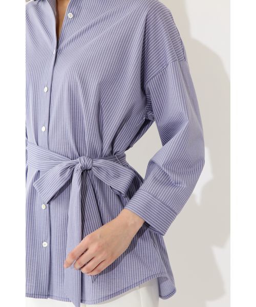 22 OCTOBRE（ヴァンドゥ－オクトーブル）の「ジャージーストライプシャツ（シャツ/ブラウス・レディース・グレー系その他/ブルー系その他・38）」の9枚目の写真