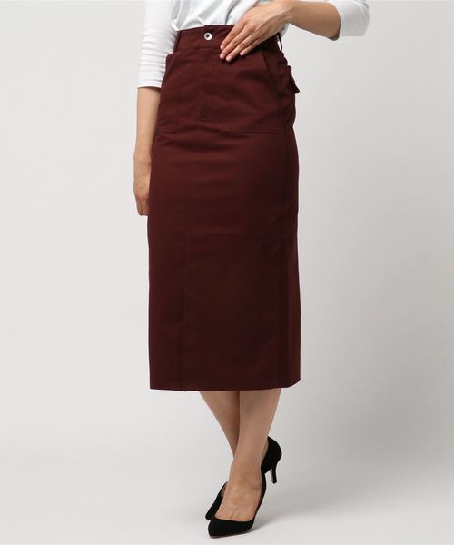 Cheek（チーク）の「バイカラーセンタースリットスカート（スカート・レディース・ブラウン/オフホワイト/キャメル・MEDIUM）」の7枚目の写真