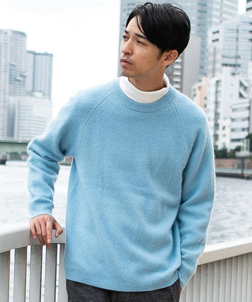 green label relaxing（グリーンレーベルリラクシング）の「[OCEANS12月号掲載] SC ハミルトン/RACN ラグラン クルー ニット ◆（ニット/セーター・メンズ・ライトブルー/ベージュ/ダークグレー/ワインレッド/ライラック/ロイヤルブルー/オレンジ・S/M/L）」の3枚目の写真