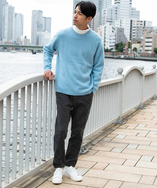 green label relaxing（グリーンレーベルリラクシング）の「[OCEANS12月号掲載] SC ハミルトン/RACN ラグラン クルー ニット ◆（ニット/セーター・メンズ・ライトブルー/ベージュ/ダークグレー/ワインレッド/ライラック/ロイヤルブルー/オレンジ・S/M/L）」の8枚目の写真