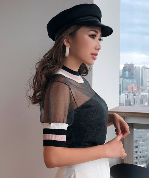 【eimy istoire 】シースルートップス　ベージュ シアートップス