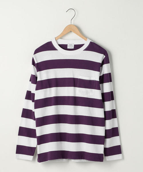 coen（コーエン）の「ワイドボーダーロングスリーブTシャツ（Tシャツ/カットソー・メンズ・ダークグリーン/ブラック/パープル・X-LARGE/MEDIUM/SMALL/LARGE）」の3枚目の写真