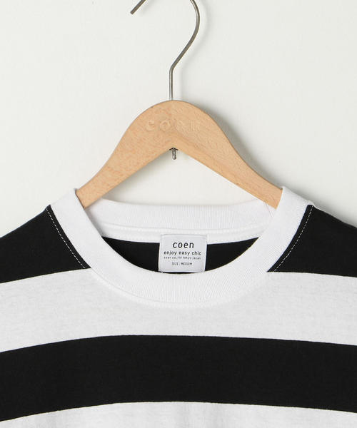 coen（コーエン）の「ワイドボーダーロングスリーブTシャツ（Tシャツ/カットソー・メンズ・ダークグリーン/ブラック/パープル・X-LARGE/MEDIUM/SMALL/LARGE）」の14枚目の写真