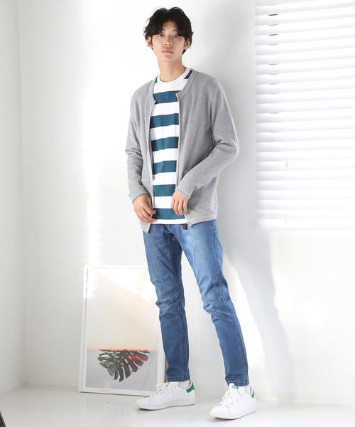 coen（コーエン）の「ワイドボーダーロングスリーブTシャツ（Tシャツ/カットソー・メンズ・ダークグリーン/ブラック/パープル・X-LARGE/MEDIUM/SMALL/LARGE）」の4枚目の写真