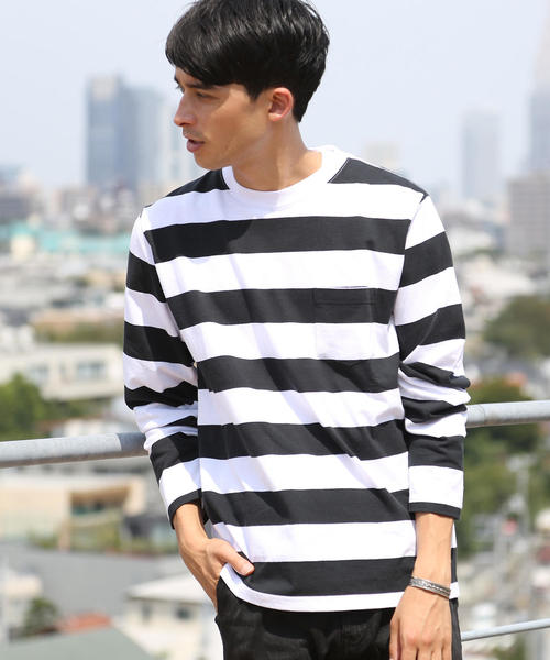 coen（コーエン）の「ワイドボーダーロングスリーブTシャツ（Tシャツ/カットソー・メンズ・ダークグリーン/ブラック/パープル・X-LARGE/MEDIUM/SMALL/LARGE）」の19枚目の写真