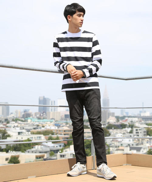 coen（コーエン）の「ワイドボーダーロングスリーブTシャツ（Tシャツ/カットソー・メンズ・ダークグリーン/ブラック/パープル・X-LARGE/MEDIUM/SMALL/LARGE）」の16枚目の写真