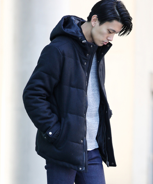 Ressaca(レサーカ)の「ダウンジャケット / Melton Wool Hooded Down Jacket(ダウンジャケット/コート・メンズ・ブラック/ネイビー/キャメル/チャコール/グレー・S/M/L/XL/XXL)」の2枚目の写真