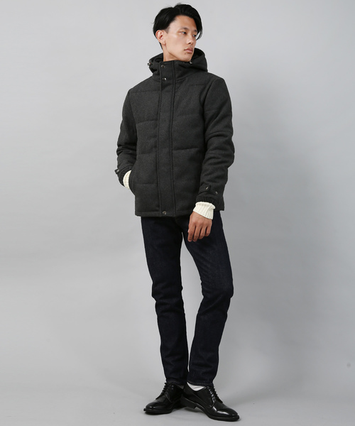 Ressaca(レサーカ)の「ダウンジャケット / Melton Wool Hooded Down Jacket(ダウンジャケット/コート・メンズ・ブラック/ネイビー/キャメル/チャコール/グレー・S/M/L/XL/XXL)」の7枚目の写真