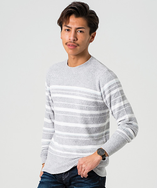 GOSTAR DE FUGA（ゴスタール ジフーガ）の「フェザーヤーンボーダニットソー（ニット/セーター・メンズ・ホワイト/ネイビー/グレー系その他・M/L）」の3枚目の写真