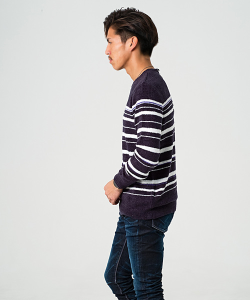 GOSTAR DE FUGA（ゴスタール ジフーガ）の「フェザーヤーンボーダニットソー（ニット/セーター・メンズ・ホワイト/ネイビー/グレー系その他・M/L）」の6枚目の写真