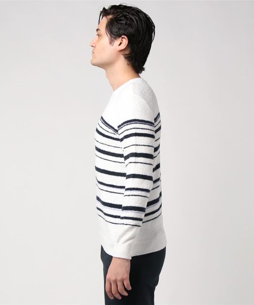GOSTAR DE FUGA（ゴスタール ジフーガ）の「フェザーヤーンボーダニットソー（ニット/セーター・メンズ・ホワイト/ネイビー/グレー系その他・M/L）」の9枚目の写真