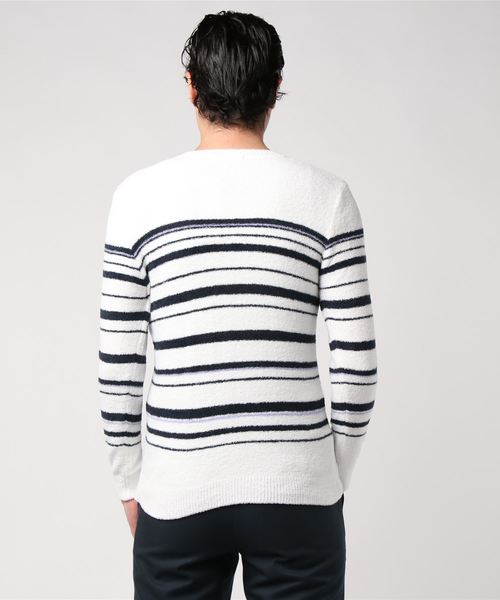 GOSTAR DE FUGA（ゴスタール ジフーガ）の「フェザーヤーンボーダニットソー（ニット/セーター・メンズ・ホワイト/ネイビー/グレー系その他・M/L）」の5枚目の写真