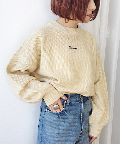 apres jour（アプレジュール）の「刺繍ロゴニット【ZOZOTOWN限定アイテム】（ニット/セーター・レディース・クリーム/ブラック/ベージュ・フリー）」の3枚目の写真