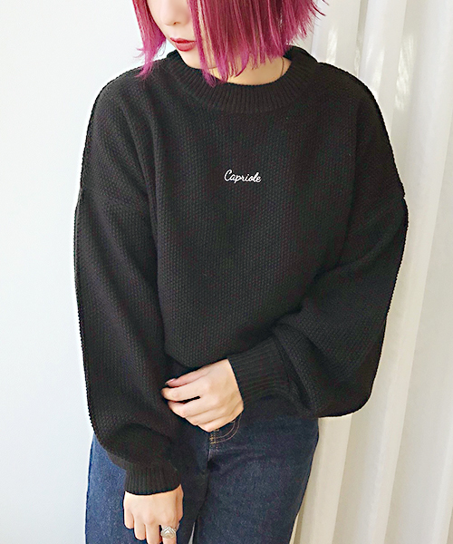 apres jour（アプレジュール）の「刺繍ロゴニット【ZOZOTOWN限定アイテム】（ニット/セーター・レディース・クリーム/ブラック/ベージュ・フリー）」の2枚目の写真