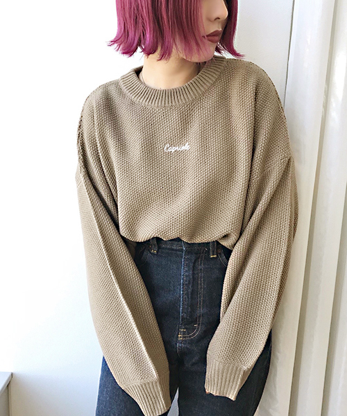 apres jour（アプレジュール）の「刺繍ロゴニット【ZOZOTOWN限定アイテム】（ニット/セーター・レディース・クリーム/ブラック/ベージュ・フリー）」の4枚目の写真