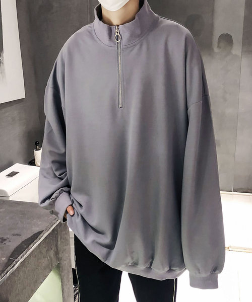 neos（ネオス）の「【neos -addictive design-】ビッグシルエット スタンド襟 ハーフジップ アノラックシャツ（シャツ/ブラウス・メンズ・ブラック/グレー/テラコッタ/カーキ/ネイビー・MEDIUM/LARGE）」の2枚目の写真