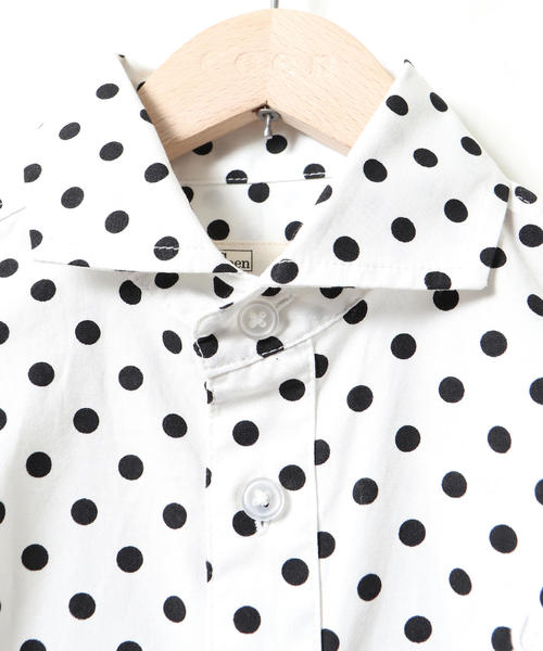 coen（コーエン）の「【オケージョンにもおすすめ・coen キッズ / ジュニア】ドットカッタウェイシャツ(100～150cm)（シャツ/ブラウス・キッズ・オフホワイト/ブラック/ライトブルー・140/130/120/150/100/110）」の7枚目の写真