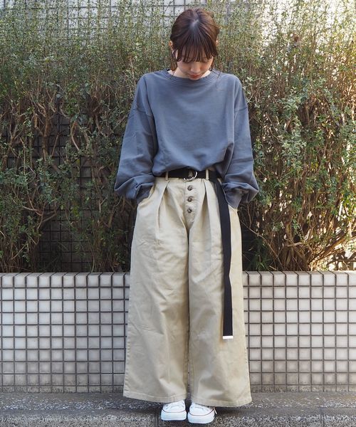 tiptop（ティップトップ）の「ベルト付き前ボタンワイドパンツ（その他パンツ・レディース・ベージュ/ネイビー/サックスブルー/ブルー/アイボリー・FREE）」の14枚目の写真