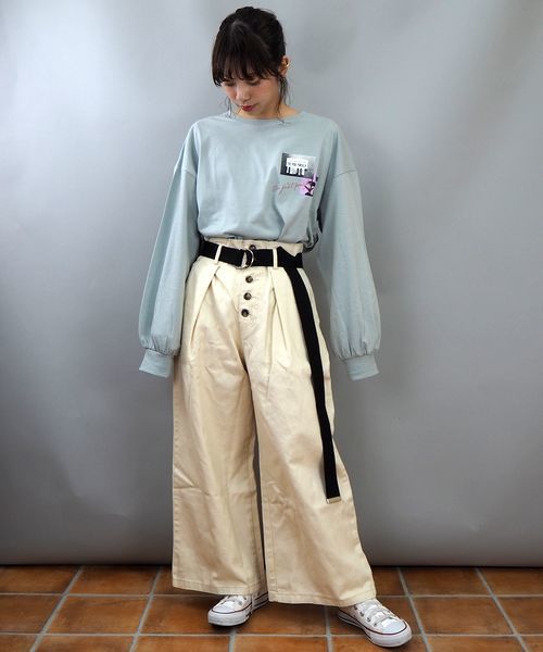 tiptop（ティップトップ）の「ベルト付き前ボタンワイドパンツ（その他パンツ・レディース・ベージュ/ネイビー/サックスブルー/ブルー/アイボリー・FREE）」の19枚目の写真