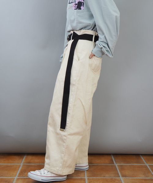 tiptop（ティップトップ）の「ベルト付き前ボタンワイドパンツ（その他パンツ・レディース・ベージュ/ネイビー/サックスブルー/ブルー/アイボリー・FREE）」の17枚目の写真
