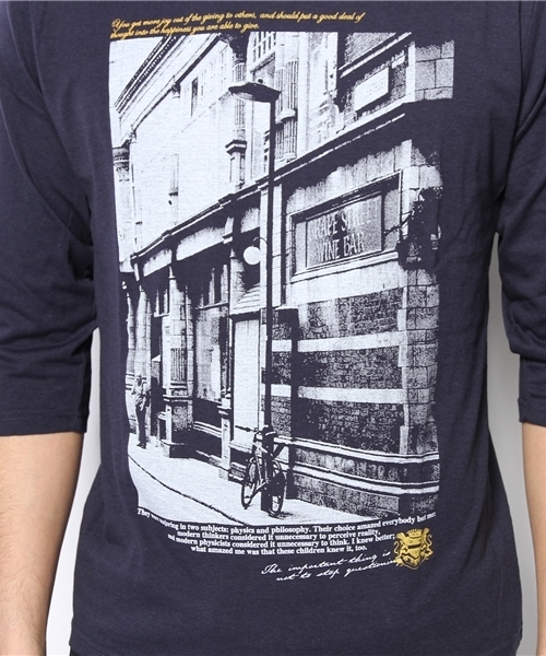 WEGO（ウィゴー）の「WEGO/フォトプリント7分袖UネックTシャツ（Tシャツ/カットソー・メンズ・ホワイト/ターコイズブルー/ネイビー/ライトピンク・MEDIUM/LARGE）」の10枚目の写真