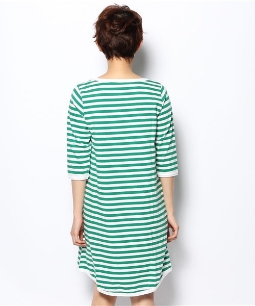 BEAMS BOY(ビームスボーイ)の「BEAMS BOY / 1cmボーダー 7分袖ワンピース 0893CL(ワンピース・レディース・ブラウン/イエロー/グリーン・ONE SIZE)」の7枚目の写真