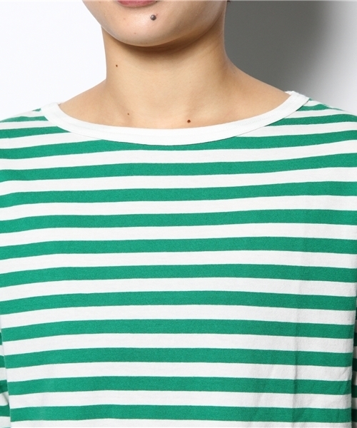 BEAMS BOY(ビームスボーイ)の「BEAMS BOY / 1cmボーダー 7分袖ワンピース 0893CL(ワンピース・レディース・ブラウン/イエロー/グリーン・ONE SIZE)」の9枚目の写真