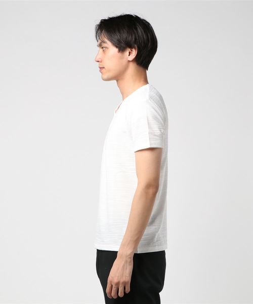 おしゃれスタ(オシャレスタ)の「カモフラージュジャカードVネック半袖Tシャツ(SS)(Tシャツ/カットソー・メンズ・ホワイト/ブラック/ネイビー・M/L)」の5枚目の写真
