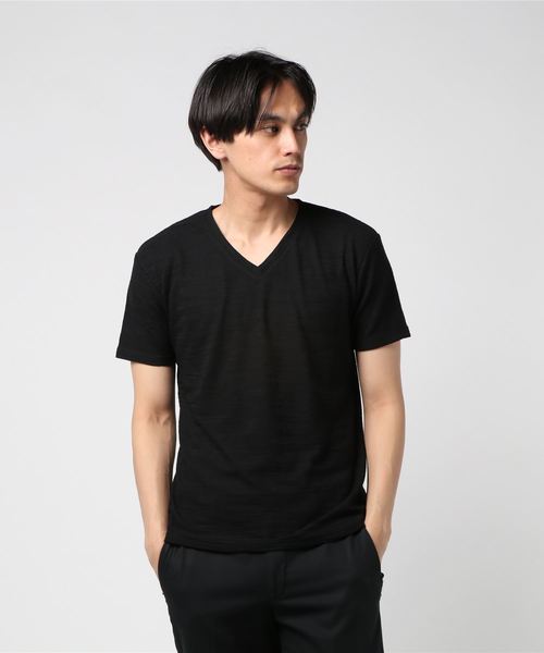 おしゃれスタ(オシャレスタ)の「カモフラージュジャカードVネック半袖Tシャツ(SS)(Tシャツ/カットソー・メンズ・ホワイト/ブラック/ネイビー・M/L)」の7枚目の写真