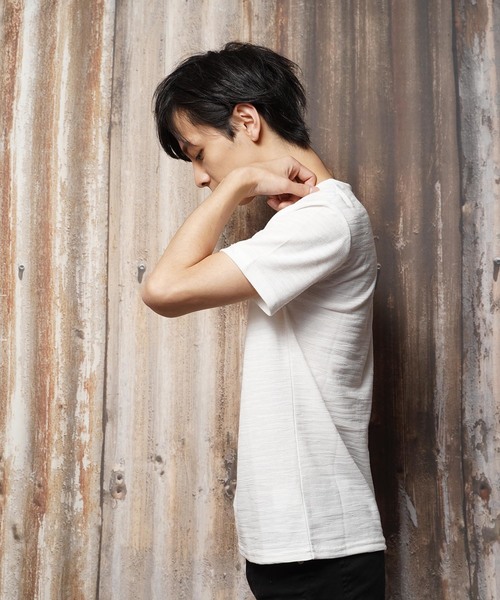 おしゃれスタ(オシャレスタ)の「カモフラージュジャカードVネック半袖Tシャツ(SS)(Tシャツ/カットソー・メンズ・ホワイト/ブラック/ネイビー・M/L)」の10枚目の写真