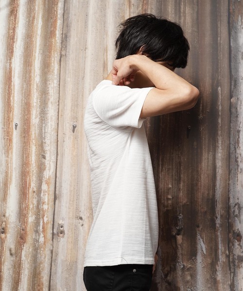 おしゃれスタ(オシャレスタ)の「カモフラージュジャカードVネック半袖Tシャツ(SS)(Tシャツ/カットソー・メンズ・ホワイト/ブラック/ネイビー・M/L)」の12枚目の写真