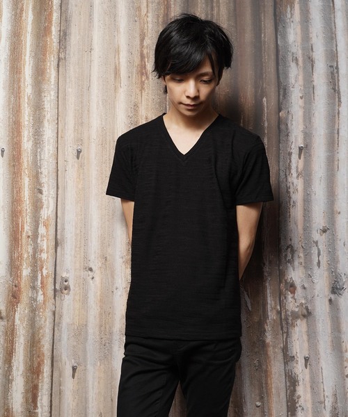 おしゃれスタ(オシャレスタ)の「カモフラージュジャカードVネック半袖Tシャツ(SS)(Tシャツ/カットソー・メンズ・ホワイト/ブラック/ネイビー・M/L)」の14枚目の写真